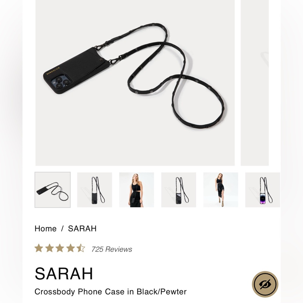 Bandolier Crossbody Phone Case in Black/Pewter